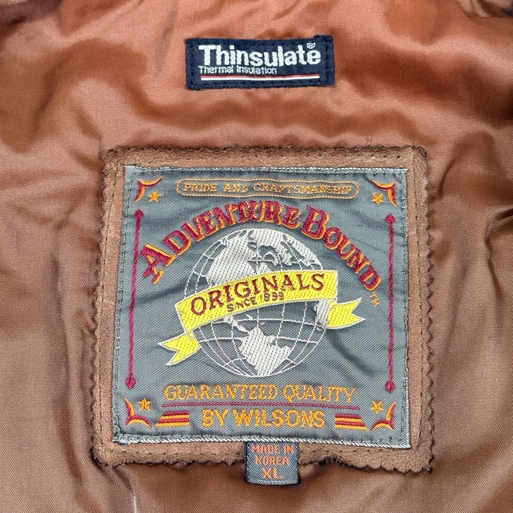 Wilsons‎ Adventure Bound Originals Brown Soft Leather Bomber Jacket Men's XL - Picture 3 of 16